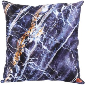 GRECHETTO – coussin 45×45 cm satin bleu imprimé motif graphique