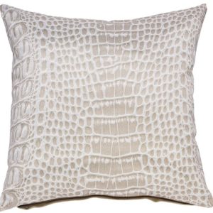 CROCO coussin 45×45 cm beige imprimé ethnique motif crocodile