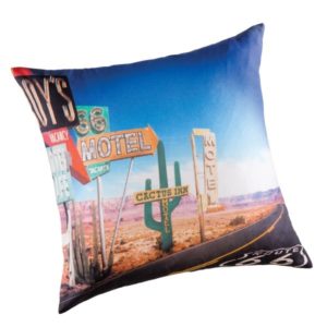 ROUTE 66 – housse de coussin 50×50 cm imprimé désert américain cactus