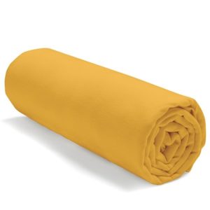 AMBRA – Drap Housse 140 x 190 cm – Jaune Safran – Literie 2 personnes