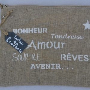 Pochette BONHEUR en lin naturel – Fabrication française