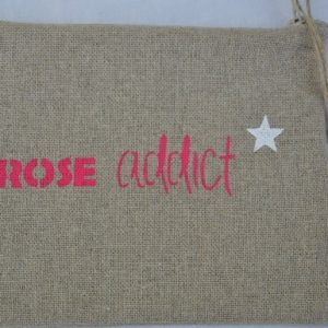 Pochette ROSE ADDICT fuschia – Fabrication française en lin