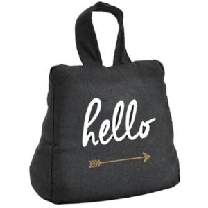 HELLO – Cale Porte – Sac Coton Noir – Imprimé Blanc et Or