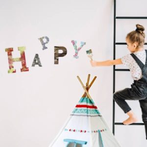 HAPPY – Lettres en Medium – Sticker Auto Adhésif en Bois