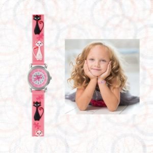 STELLA – Montre Chat – Montre Enfant Fille – Bracelet Rose