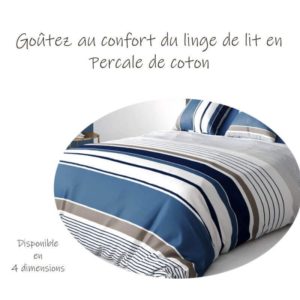 SETE – Housse de Couette 200 x 200 cm à Rayures – Percale