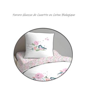 EZY – Housse de Couette 140 x 200 cm – Motif Fleur Oiseau