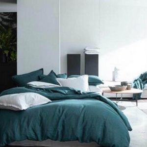 CUSEY – Housse de Couette 220 x 240 cm – Lin Uni Vert