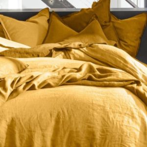 CELONY – Housse de Couette 220 x 240 – Lin Uni Jaune