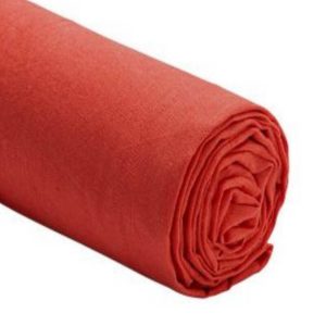 BARCARES – Drap Housse 160 x 200 – Lin Lavé – Uni Rouge