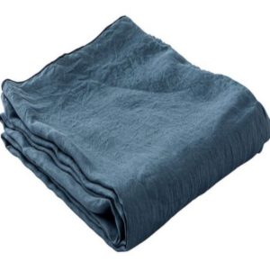 CUSEY – Drap Plat 240 x 300 cm – Lin Lavé – Uni Bleu
