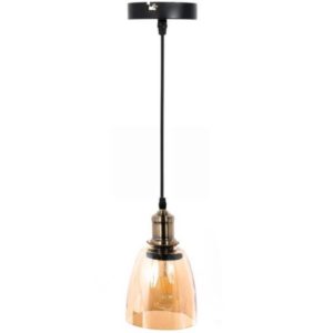 NANCY – Lustre Suspension Cloche – Verre Fumé Jaune