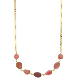 ELODIE – Collier Argent Doré – Pierres Tourmalines Roses