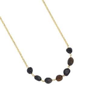 ELODIE – Collier Argent Doré – Pierres Tourmalines Noires