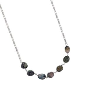 ELODIE – Collier Argent – Pierres Tourmalines Noires