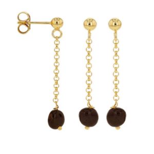 ELODIE – Boucles d&rsquo;Oreilles – Argent Doré Tourmaline