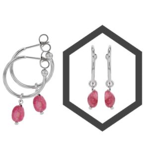 ELODIE – Demi-Créoles – Tourmaline et Argent Platinium