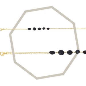 ELODIE – Bracelet – Argent Doré – Tourmaline Noire