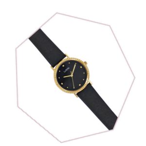 LAURA – Montre Femme – Boîtier Doré – Bracelet Noir