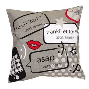 ASAP Housse de coussin 40×40 cm imprimé SMS